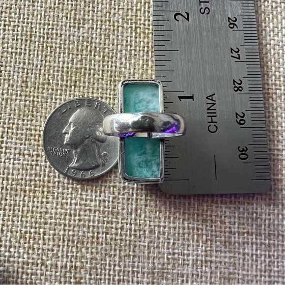 New Amazonite Stone Crystal Silver Overlay Ring Size 7 - Picture 5 of 9